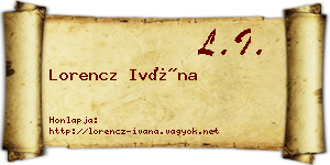 Lorencz Ivána névjegykártya